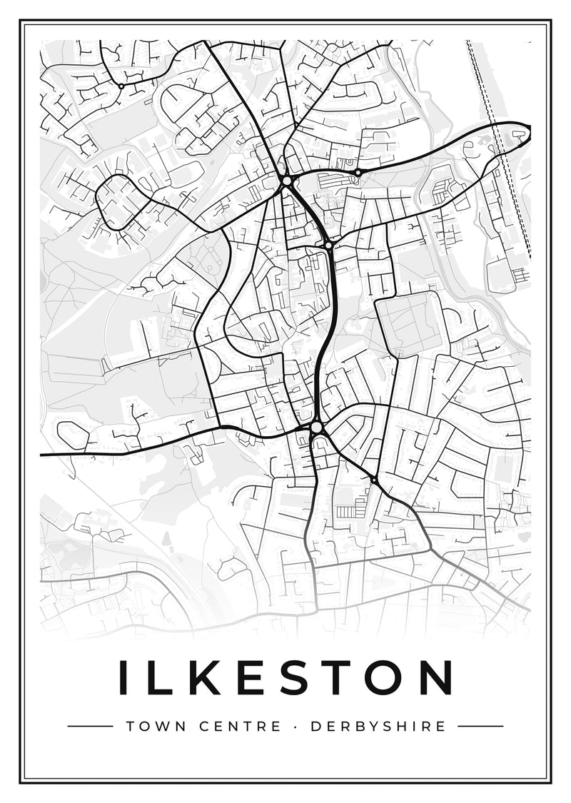 Ilkeston Town Centre Street Map Poster