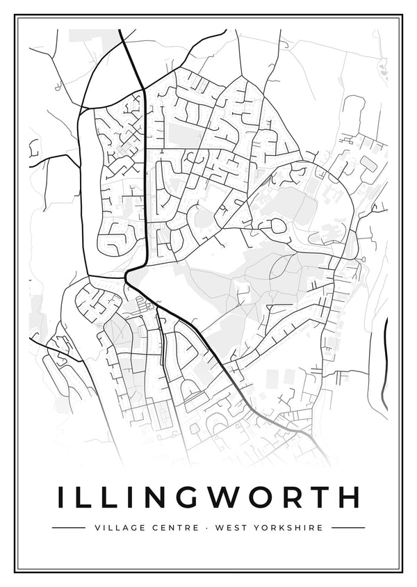 Illingworth Village Centre Street Map Poster