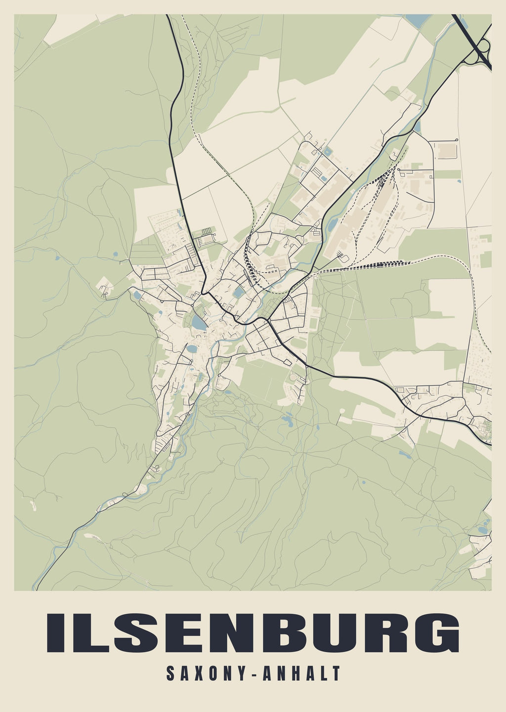 Street map poster of Ilsenburg, Saxony-Anhalt