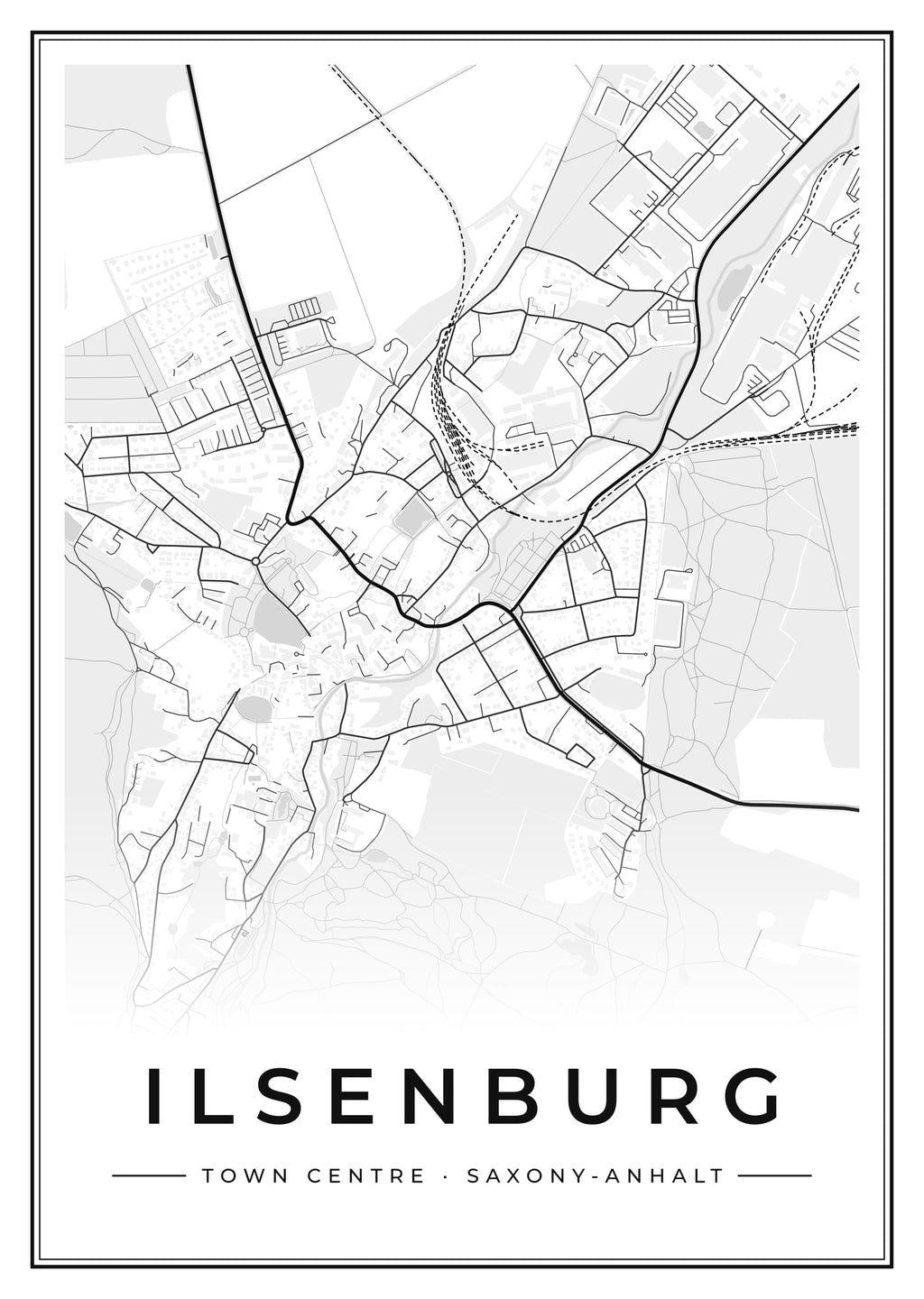 Street map poster of Ilsenburg town centre, Saxony-Anhalt