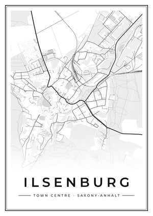 Ilsenburg Town Centre Street Map Poster