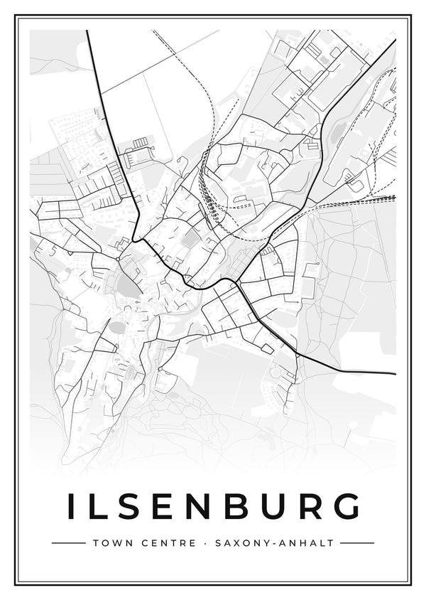 Ilsenburg Town Centre Street Map Poster