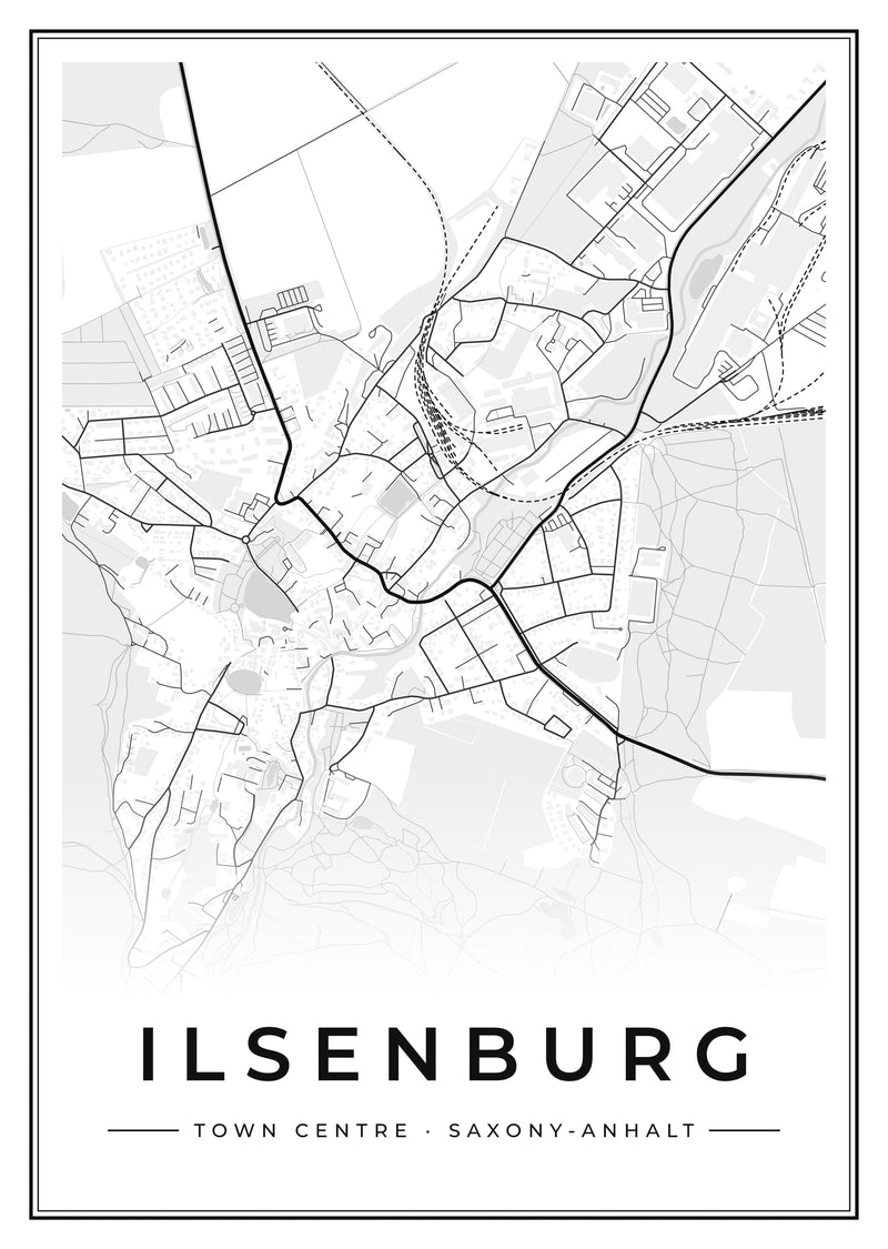 Ilsenburg Town Centre Street Map Poster