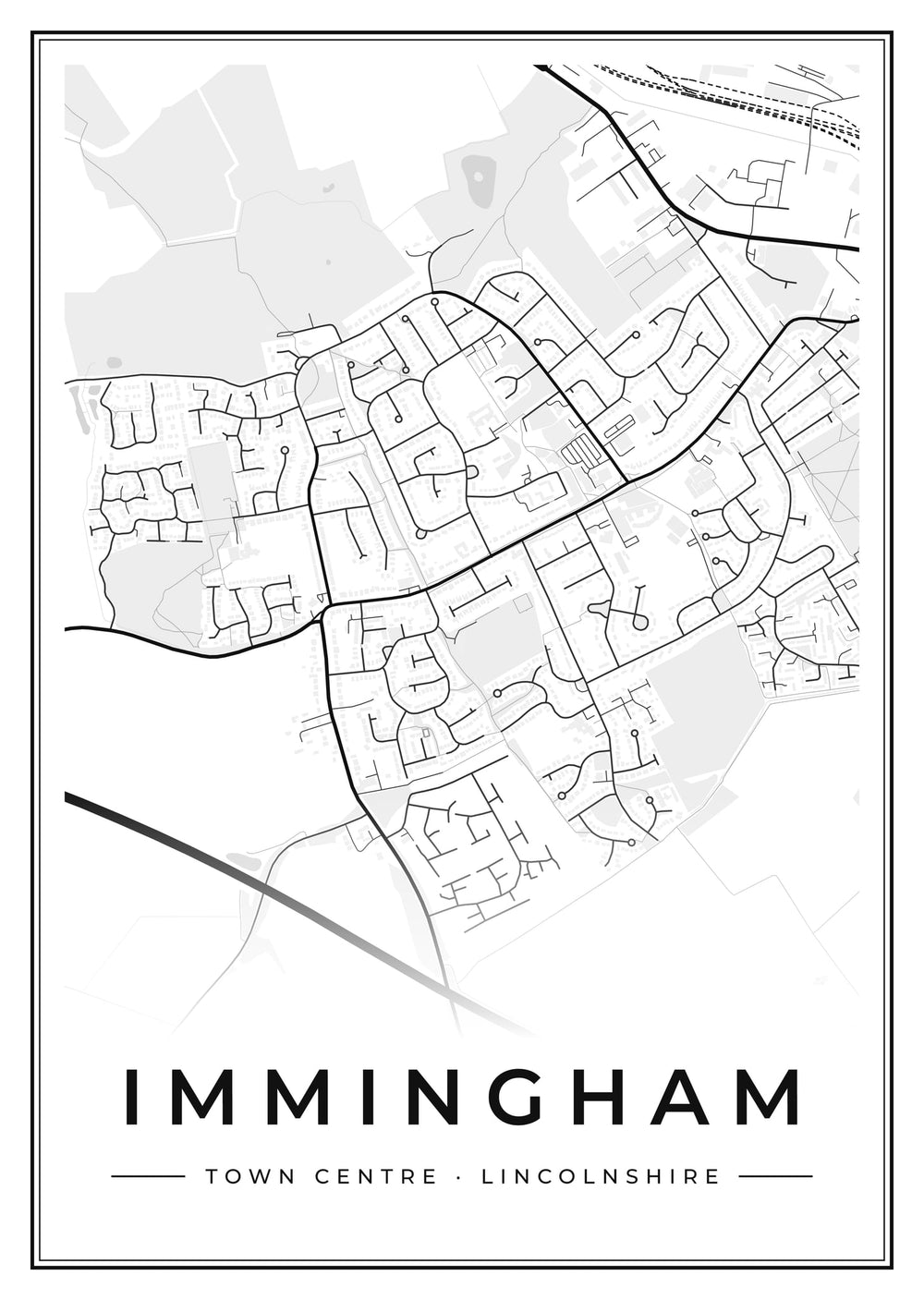 Immingham Town Centre Street Map Poster