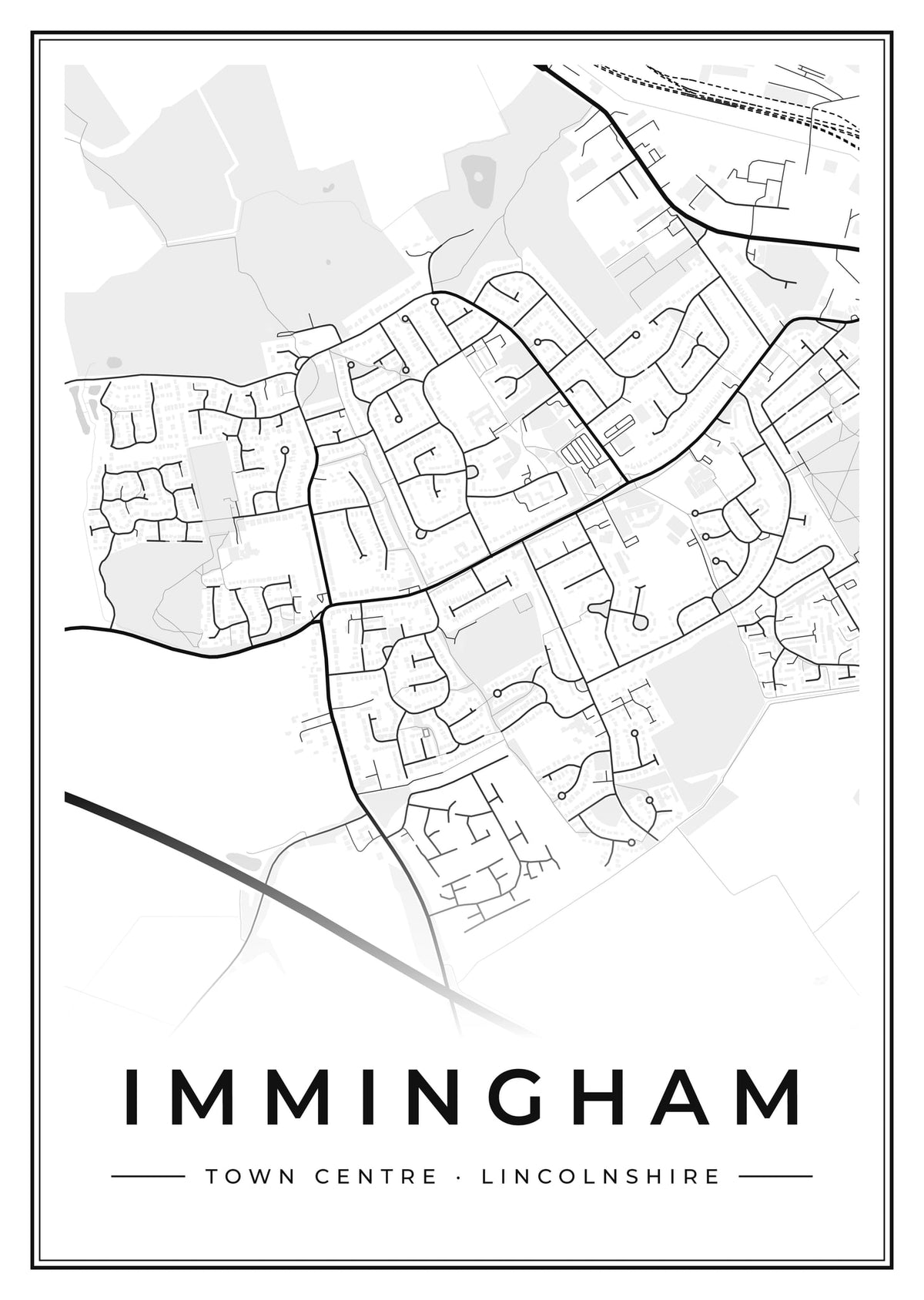 Street map poster of Immingham town centre, Lincolnshire
