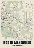 Street map poster of Ince-in-Makerfield, Greater Manchester
