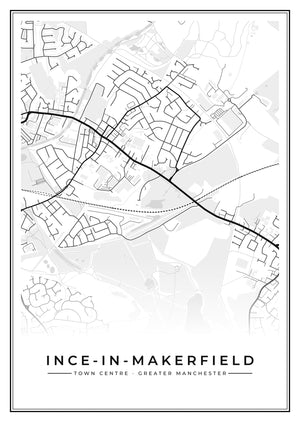 Ince-in-Makerfield Town Centre Street Map Poster