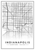 Street map poster of downtown Indianapolis, Indiana