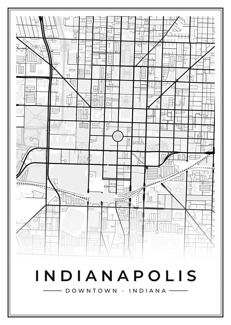 Indianapolis Downtown Street Map Poster