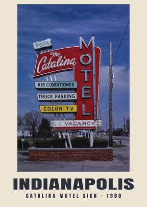 Catalina Motel Sign, Indianapolis, Indiana — 1980 · Wydruk historycznej fotografii