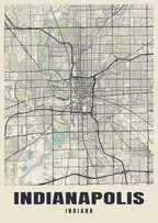 Street map poster of Indianapolis, Indiana