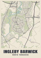 Street map poster of Ingleby Barwick, North Yorkshire