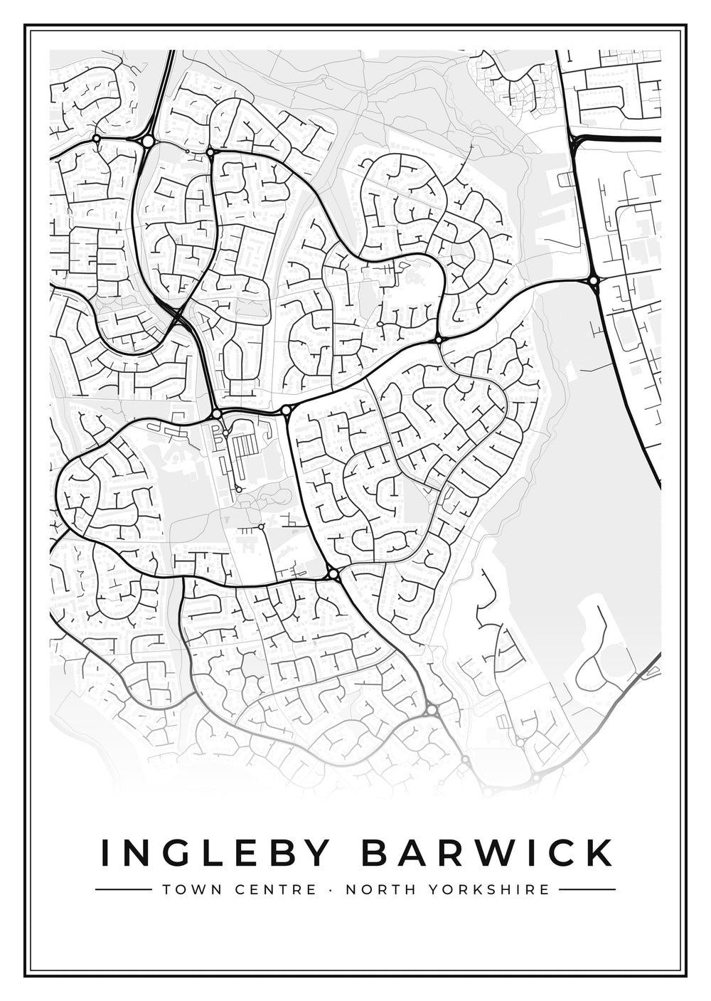 Ingleby Barwick Town Centre Street Map Poster