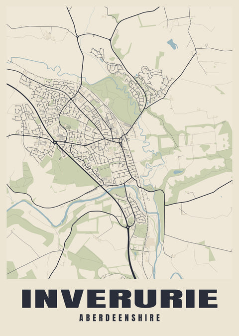 Inverurie Street Map Poster