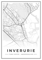 Street map poster of Inverurie town centre, Aberdeenshire