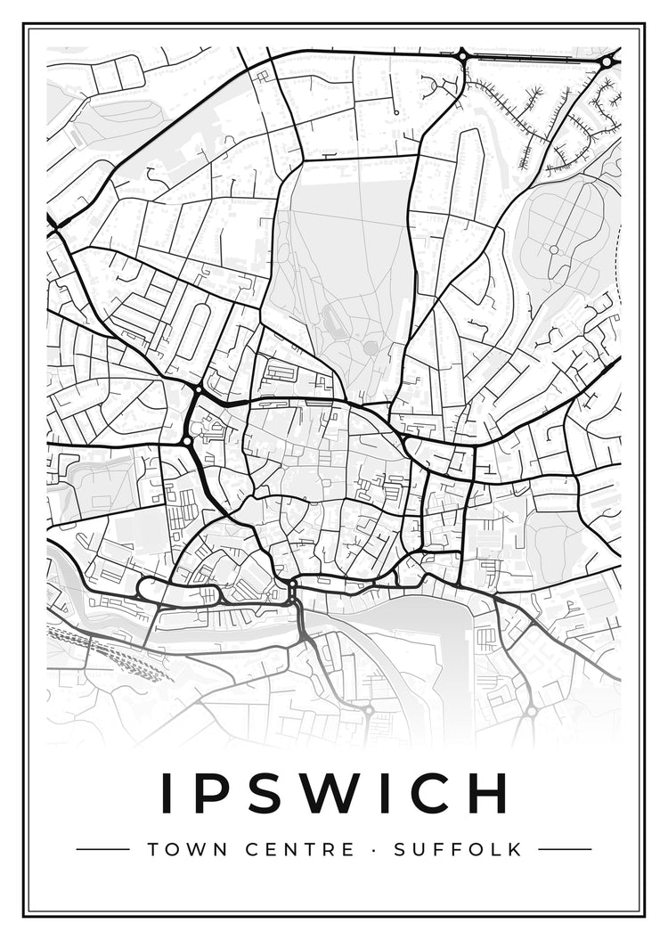Ipswich Town Centre Street Map Poster