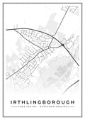 Street map poster of Irthlingborough town centre, Northamptonshire