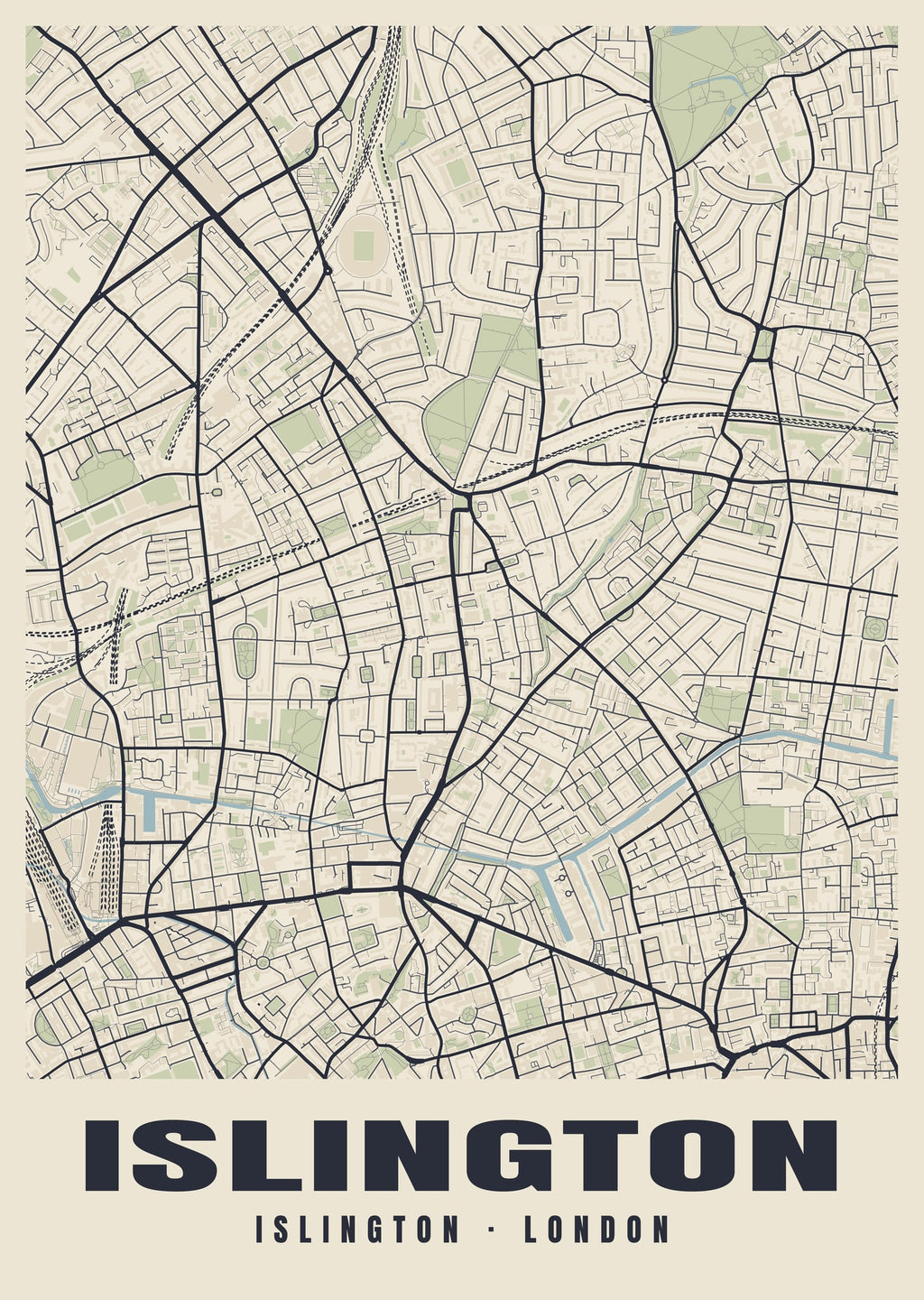Heritage street map poster of Islington, Islington, London