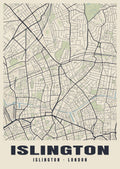 Heritage street map poster of Islington, Islington, London