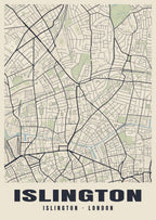 Heritage street map poster of Islington, Islington, London
