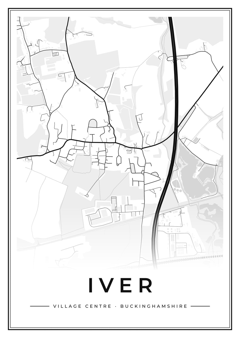 Iver Village Centre Street Map Poster
