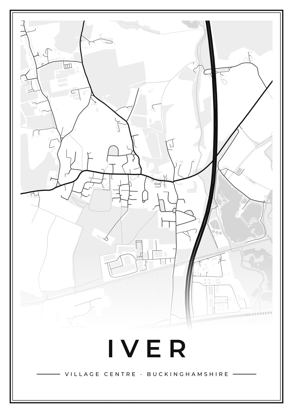 Street map poster of Iver village centre, Buckinghamshire