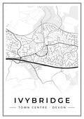 Street map poster of Ivybridge town centre, Devon