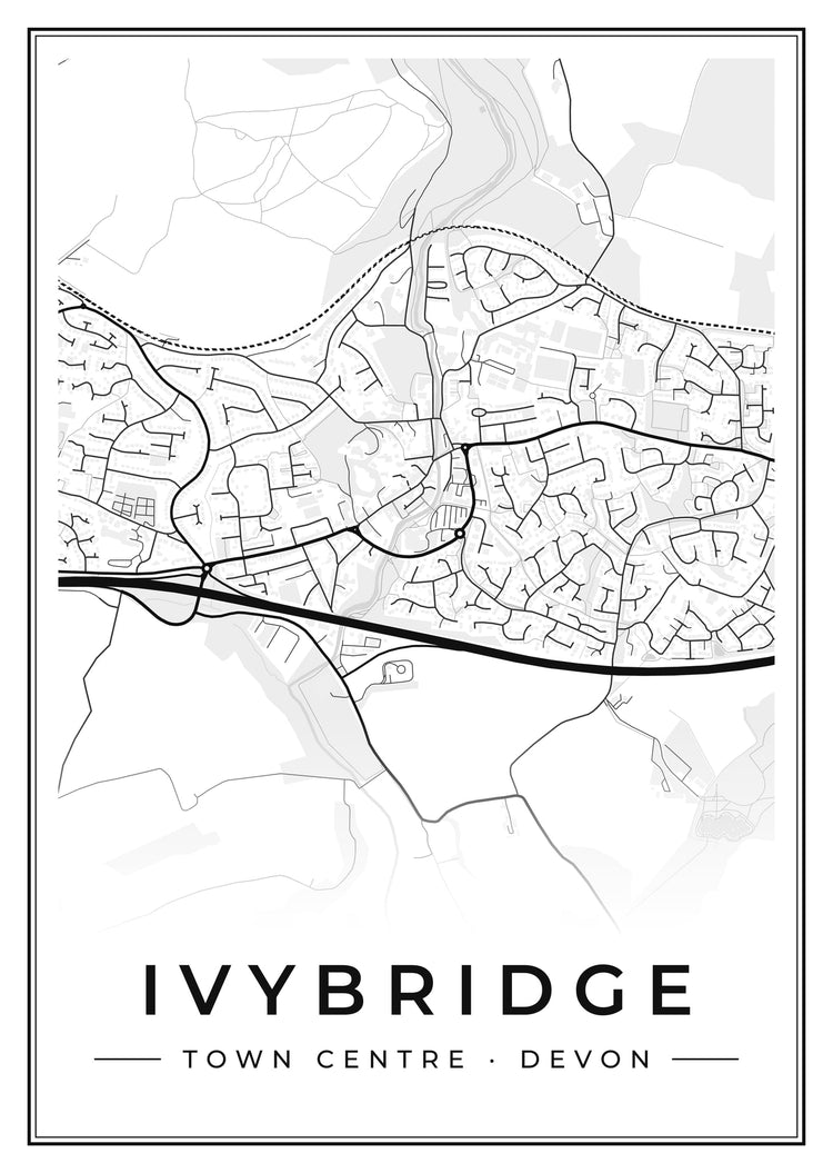 Ivybridge Town Centre Street Map Poster