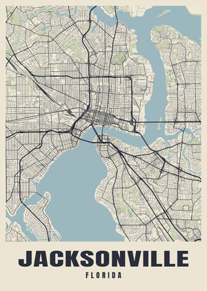 Jacksonville Street Map Poster