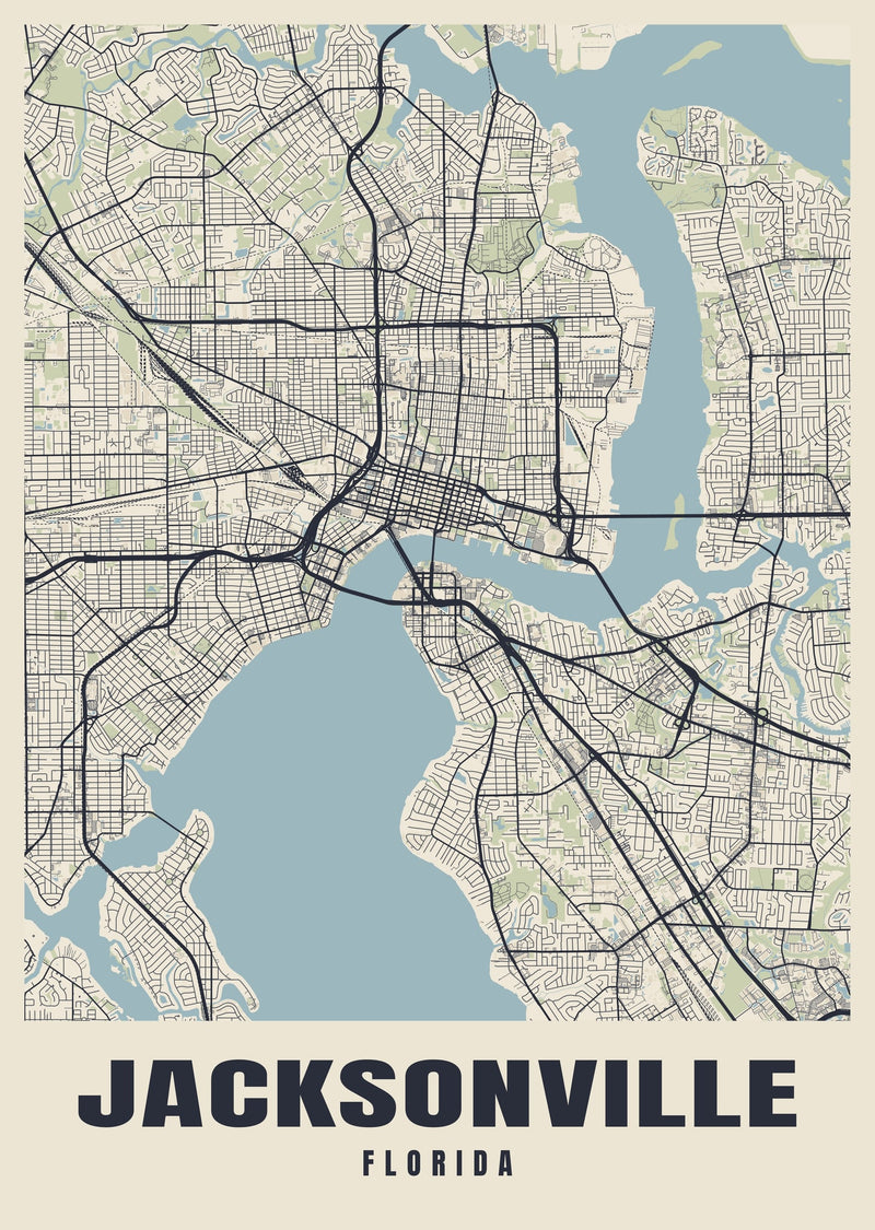Jacksonville Street Map Poster
