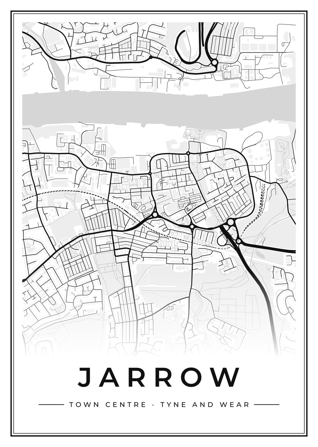 Street map poster of Jarrow town centre, Tyne and Wear
