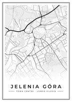 Street map poster of Jelenia Góra town centre, Lower Silesia