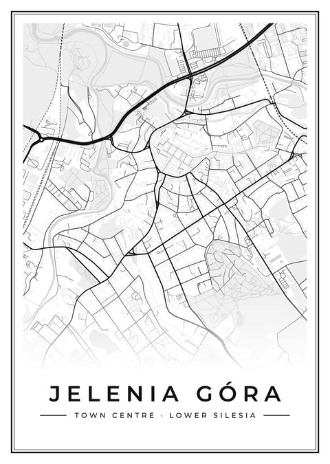 Jelenia Góra Town Centre Street Map Poster