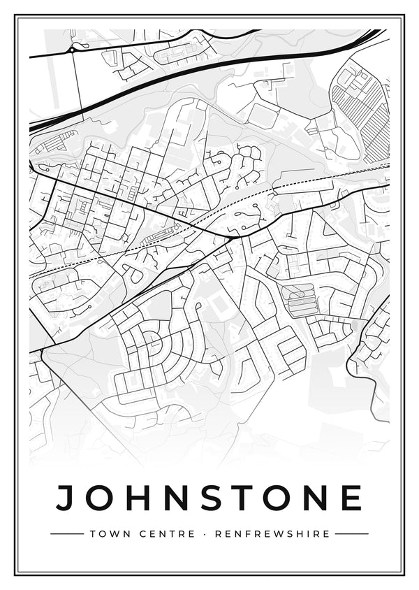 Johnstone Town Centre Street Map Poster