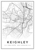 Street map poster of Keighley town centre, West Yorkshire