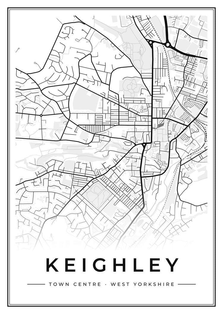 Keighley Town Centre Street Map Poster