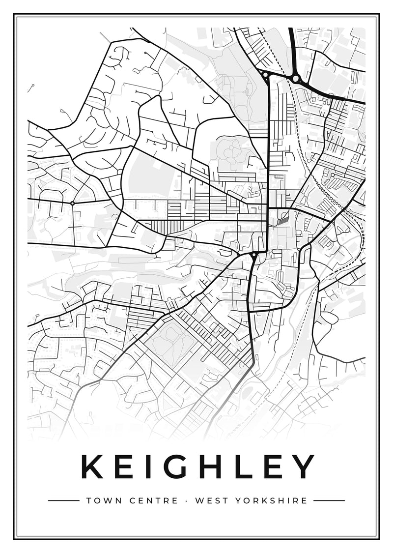 Keighley Town Centre Street Map Poster