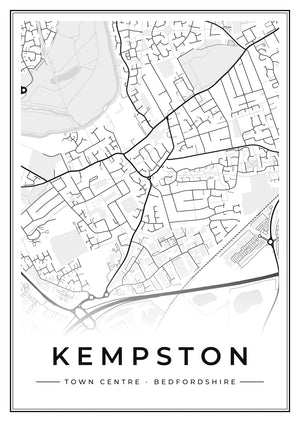 Kempston Town Centre Street Map Poster