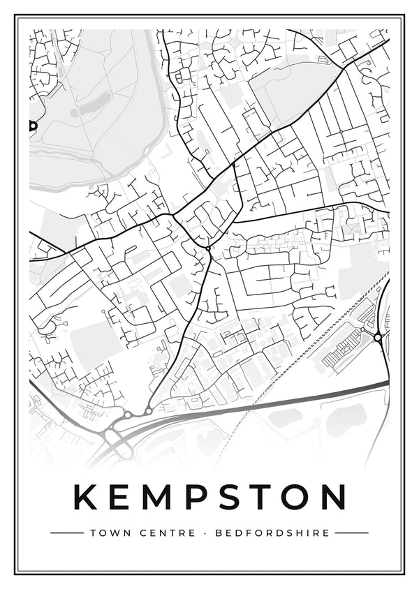 Kempston Town Centre Street Map Poster