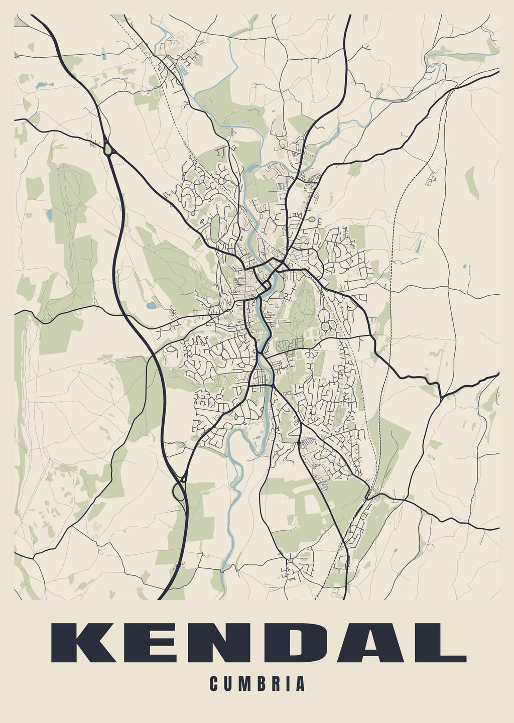 Street map poster of Kendal, Cumbria
