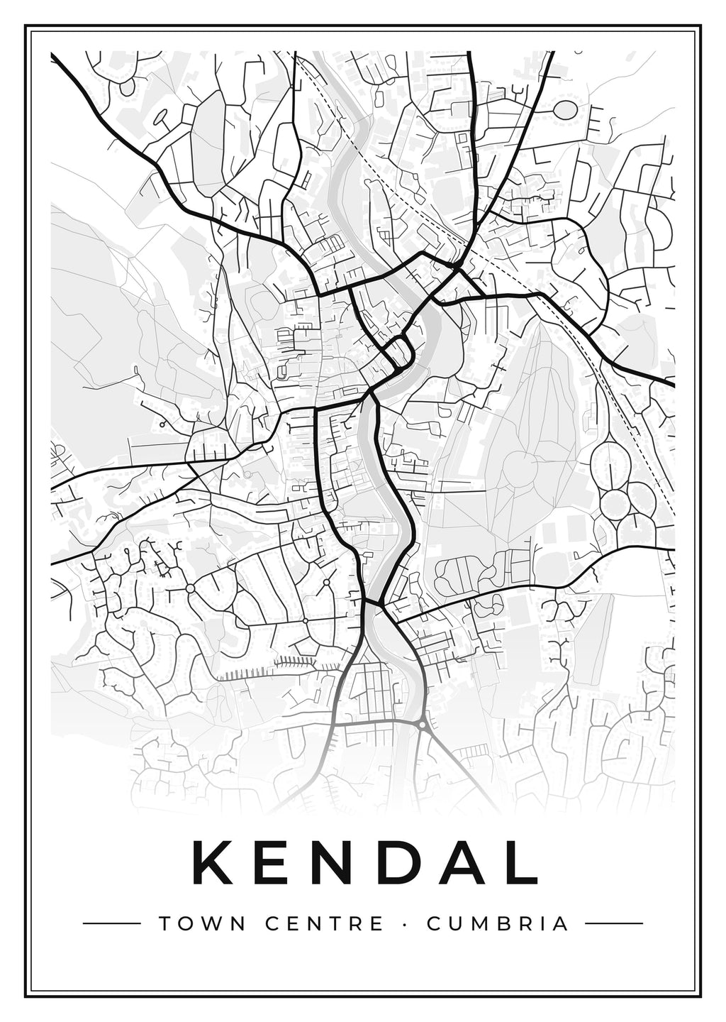 Street map poster of Kendal town centre, Cumbria