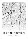 Street map poster of Kennington, Lambeth, London