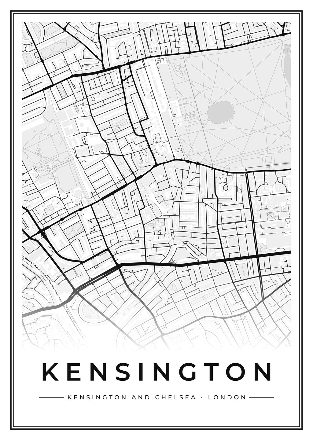 Street map poster of Kensington, Kensington and Chelsea, London