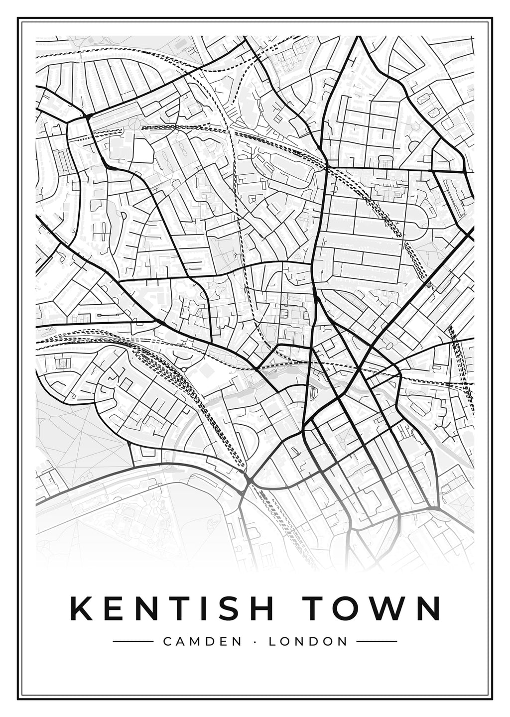 Street map poster of Kentish Town, Camden, London