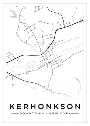 Kerhonkson Downtown Street Map Poster