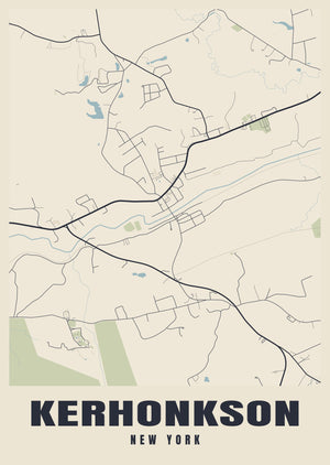 Kerhonkson Street Map Poster