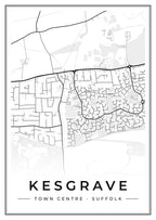 Street map poster of Kesgrave town centre, Suffolk