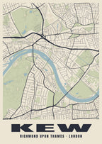 Heritage street map poster of Kew, Richmond upon Thames, London