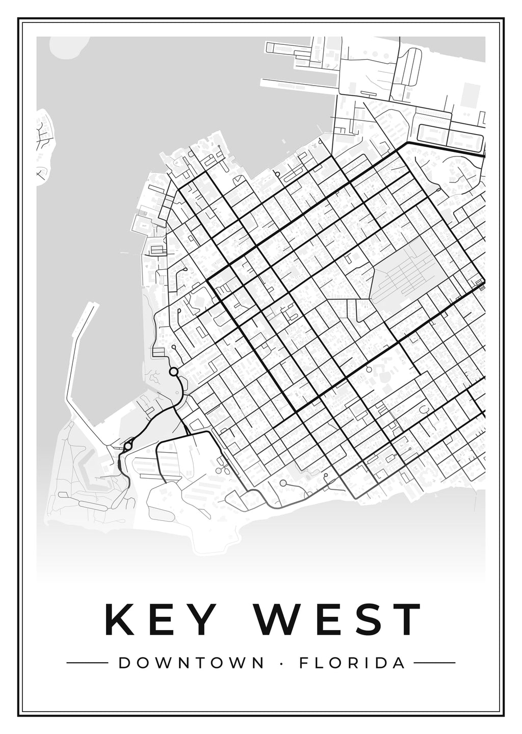 Street map poster of downtown Key West, Florida