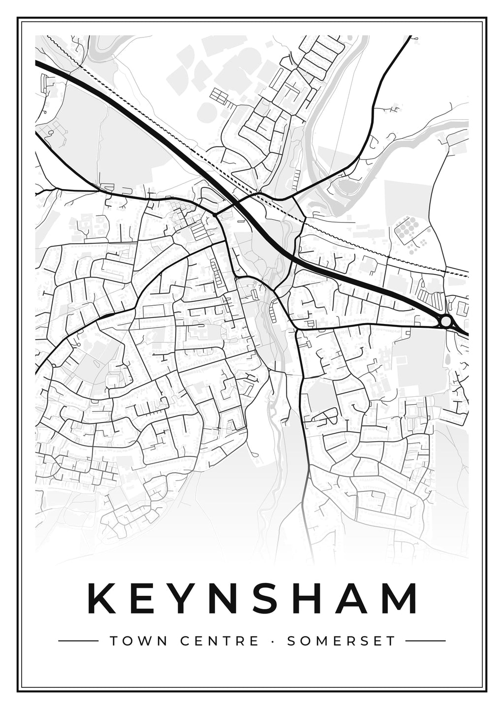 Street map poster of Keynsham town centre, Somerset